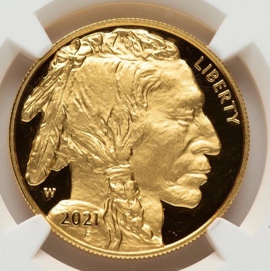 2021-W PROOF GOLD BUFFALO 1 OZ ER DON EVERHART: 2021-W Proof Gold Buffalo 1 oz ER Don Everhart Year: 2021 Composition: GOLD Denomination: $50 Country of Origin: United States Accessories: None Accessories Notice: When purchasing pre-owned goods,