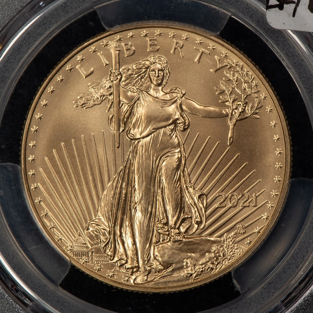 2021 T-2 G$50 1 OZ GOLD AMERICAN EAGLE: 2021 T-2 G$50 1 oz Gold American Eagle Brand/Mint: U.S. Mint Year: 2021 Fineness: 0.9167 Country of Origin: United States Accessories: None Accessories Notice: When purchasing pre-owned goods, plea