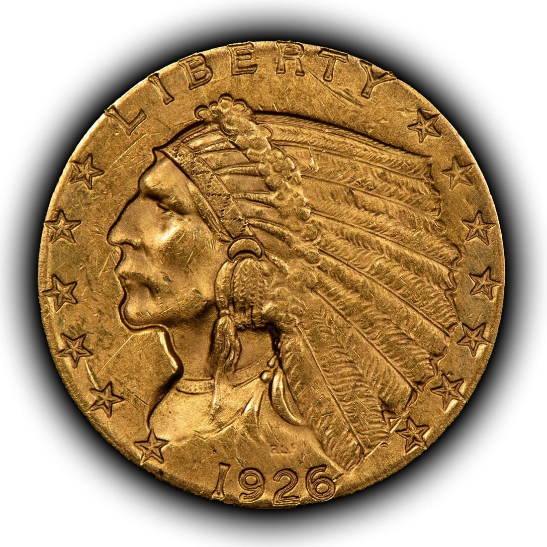 1926 G$2.50 INDIAN HEAD GOLD QUARTER EAGLE: 1926 G$2.50 Indian Head Gold Quarter Eagle Brand/Mint: U.S. Mint Year: 1926 Fineness: 0.9 Country of Origin: United States Accessories: None Accessories Notice: When purchasing pre-owned goods, ple