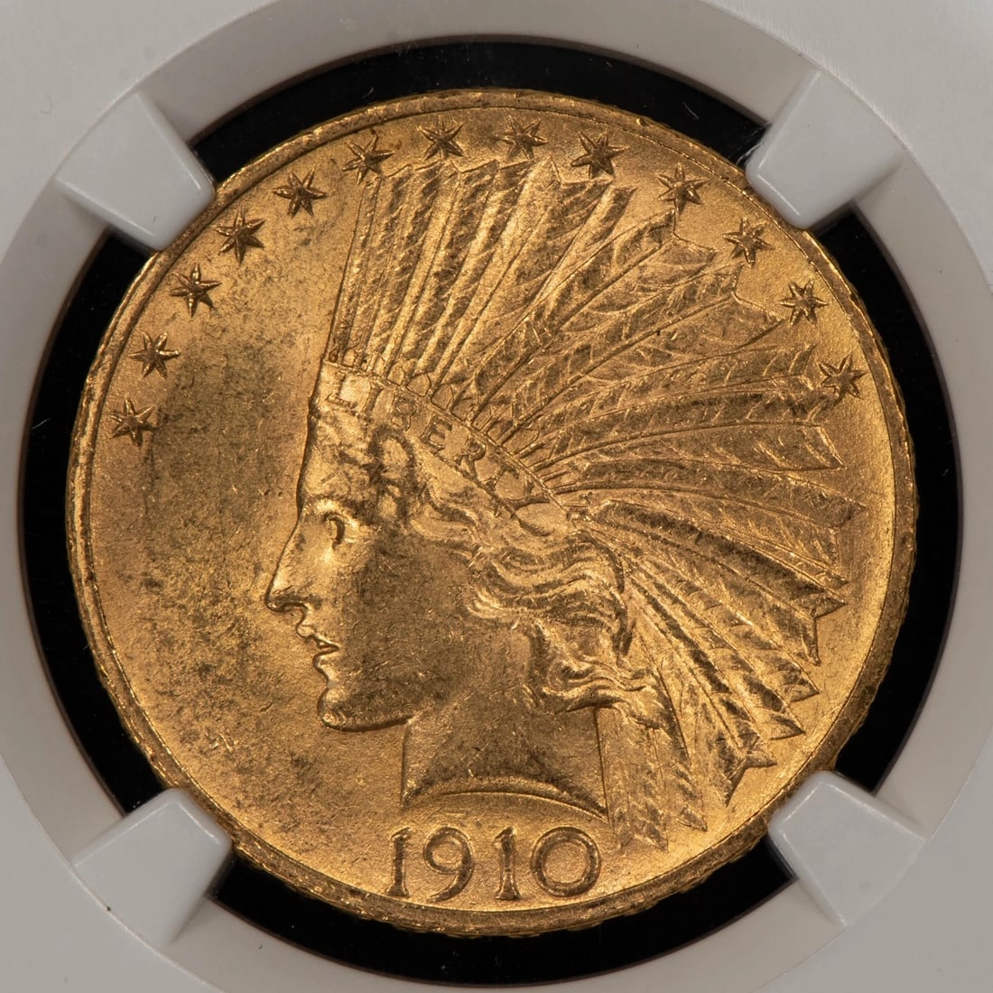 1910 G$10 INDIAN HEAD GOLD EAGLE: 1910 G$10 Indian Head Gold Eagle Brand/Mint: U.S. Mint Year: 1910 Fineness: 0.9 Country of Origin: United States Accessories: None Accessories Notice: When purchasing pre-owned goods, please refer