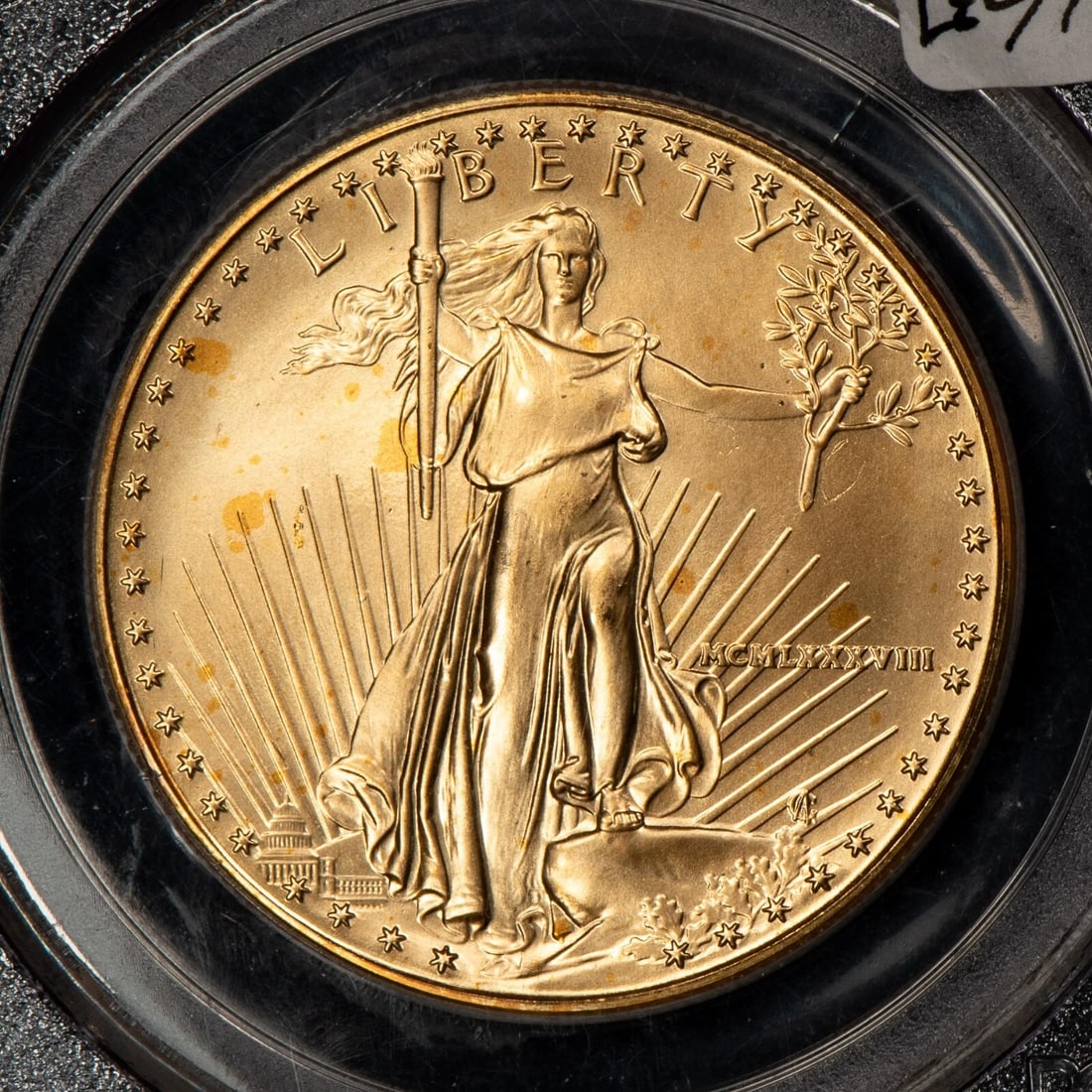 1988 G$50 1 OZ GOLD AMERICAN EAGLE: 1988 G$50 1 oz Gold American Eagle Brand/Mint: U.S. Mint Year: 1988 Fineness: 0.9167 Country of Origin: United States Accessories: None Accessories Notice: When purchasing pre-owned goods, please r