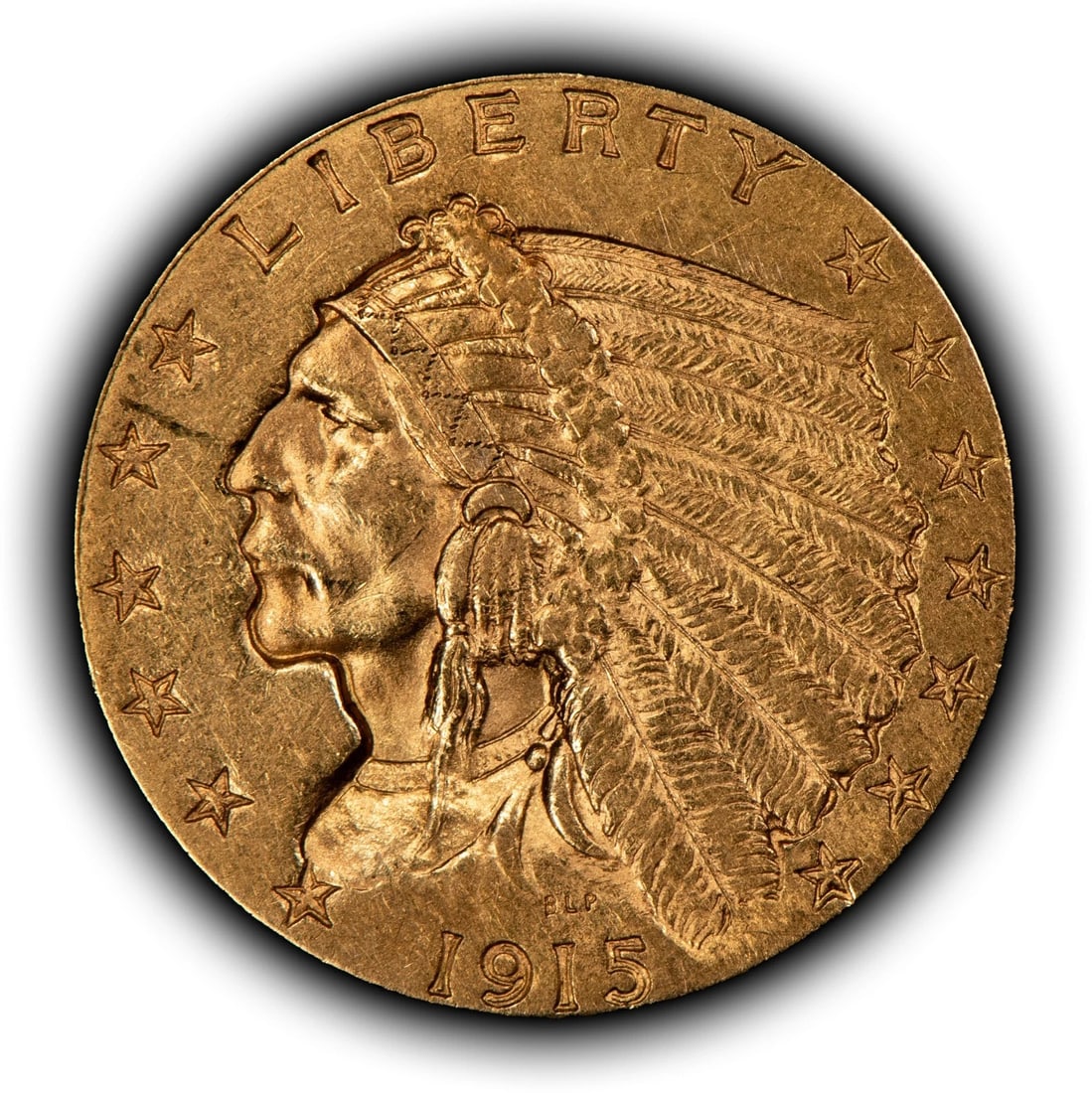 1915 G$2.50 INDIAN GOLD QUARTER EAGLE - LUSTER: 1915 G$2.50 Indian Gold Quarter Eagle - Luster Brand/Mint: U.S. Mint Year: 1915 Fineness: 0.9 Country of Origin: United States Accessories: None Accessories Notice: When purchasing pre-owned goods,