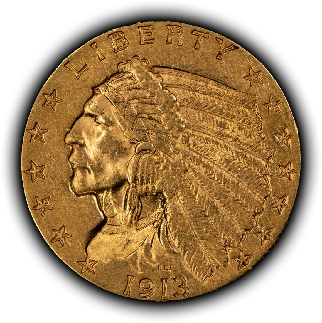 1913 G$2.50 INDIAN HEAD GOLD QUARTER EAGLE: 1913 G$2.50 Indian Head Gold Quarter Eagle Brand/Mint: U.S. Mint Year: 1913 Fineness: 0.9 Country of Origin: United States Accessories: None Accessories Notice: When purchasing pre-owned goods, ple