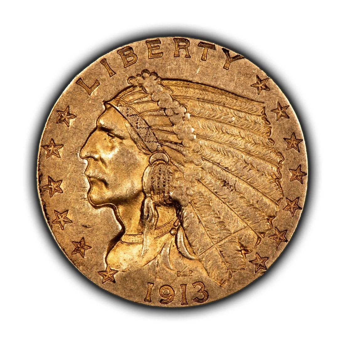 1913 G$2.50 INDIAN HEAD GOLD QUARTER EAGLE: 1913 G$2.50 Indian Head Gold Quarter Eagle Brand/Mint: U.S. Mint Year: 1913 Fineness: 0.9 Country of Origin: United States Accessories: None Accessories Notice: When purchasing pre-owned goods, ple