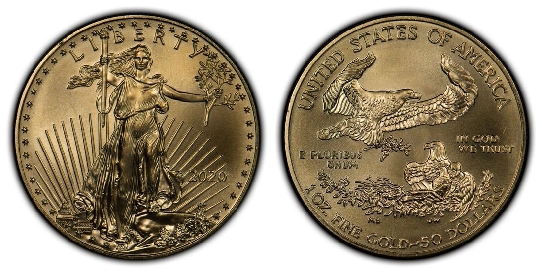 2020 G$50 1 OZ AMERICAN GOLD EAGLE COIN - BRILLIANT: 2020 G$50 1 oz American Gold Eagle Coin - Brilliant Brand/Mint: U.S. Mint Year: Fineness: 0.9167 Country of Origin: United States Accessories: None Accessories Notice: When purchasing pre-owned goo