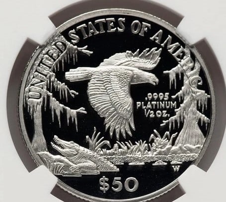 1999-W PROOF PLATINUM EAGLE 1/2 OZ MIKE CASTLE: 1999-W Proof Platinum Eagle 1/2 oz Mike Castle Year: 1999 Composition: Platinum Denomination: $50 Country of Origin: United States Accessories: None Accessories Notice: When purchasing pre-owned go