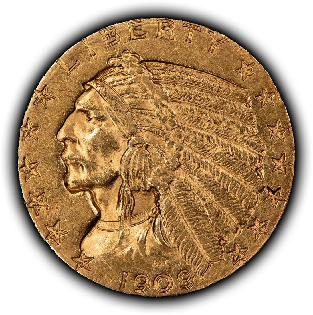 1909-D G$5 INDIAN HEAD GOLD HALF EAGLE: 1909-D G$5 Indian Head Gold Half Eagle Brand/Mint: U.S. Mint Year: 1909 Fineness: 0.9 Country of Origin: United States Accessories: None Accessories Notice: When purchasing pre-owned goods, please