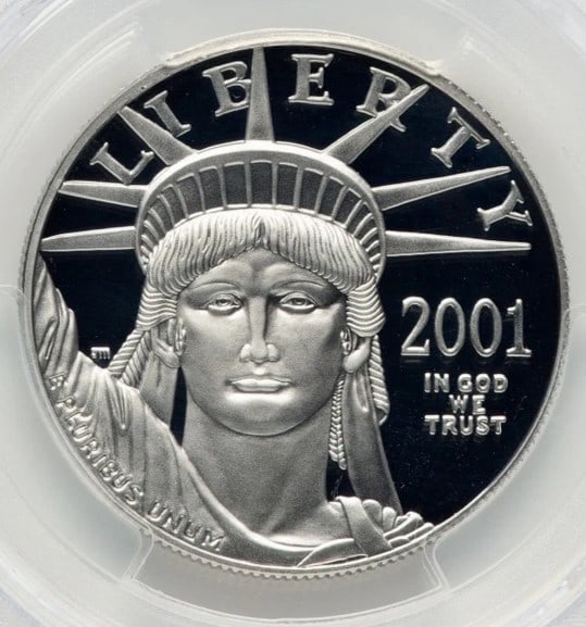 2001-W PROOF PLATINUM EAGLE 1 OZ BLUE GRADIENT (1 of 2)