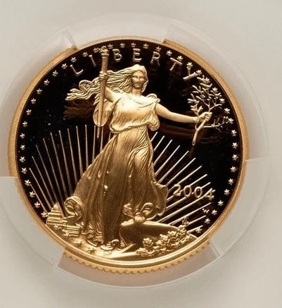 2004-W $10 QUARTER-OUNCE GOLD EAGLE: 2004-W $10 Quarter-Ounce Gold Eagle Year: 2004 Composition: GOLD Denomination: $10 Country of Origin: United States Accessories: None Accessories Notice: When purchasing pre-owned goods, please ref