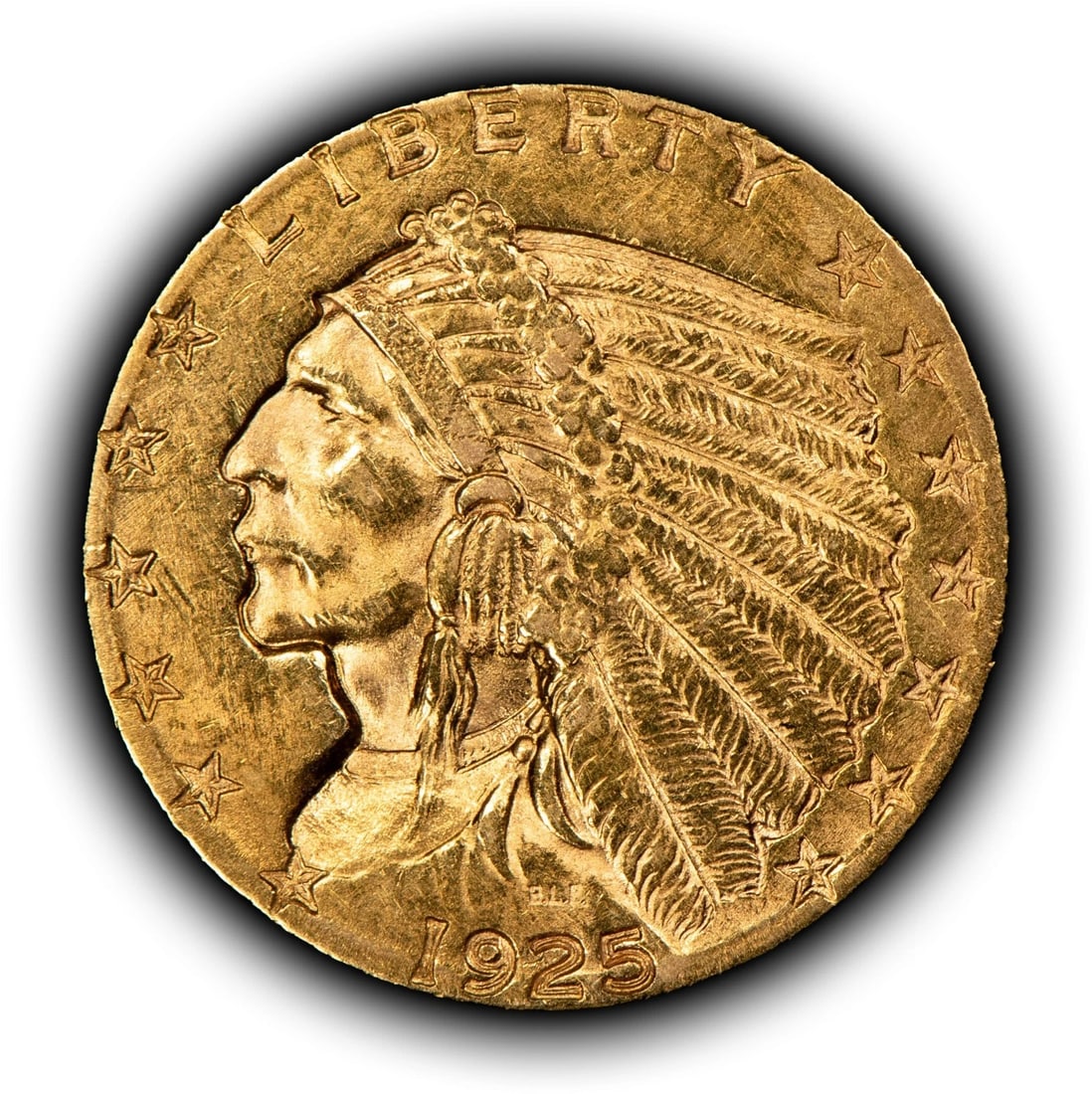 1925-D G$2.50 INDIAN HEAD GOLD QUARTER EAGLE: 1925-D G$2.50 Indian Head Gold Quarter Eagle Brand/Mint: U.S. Mint Year: 1925 Fineness: 0.9 Country of Origin: United States Accessories: None Accessories Notice: When purchasing pre-owned goods, p