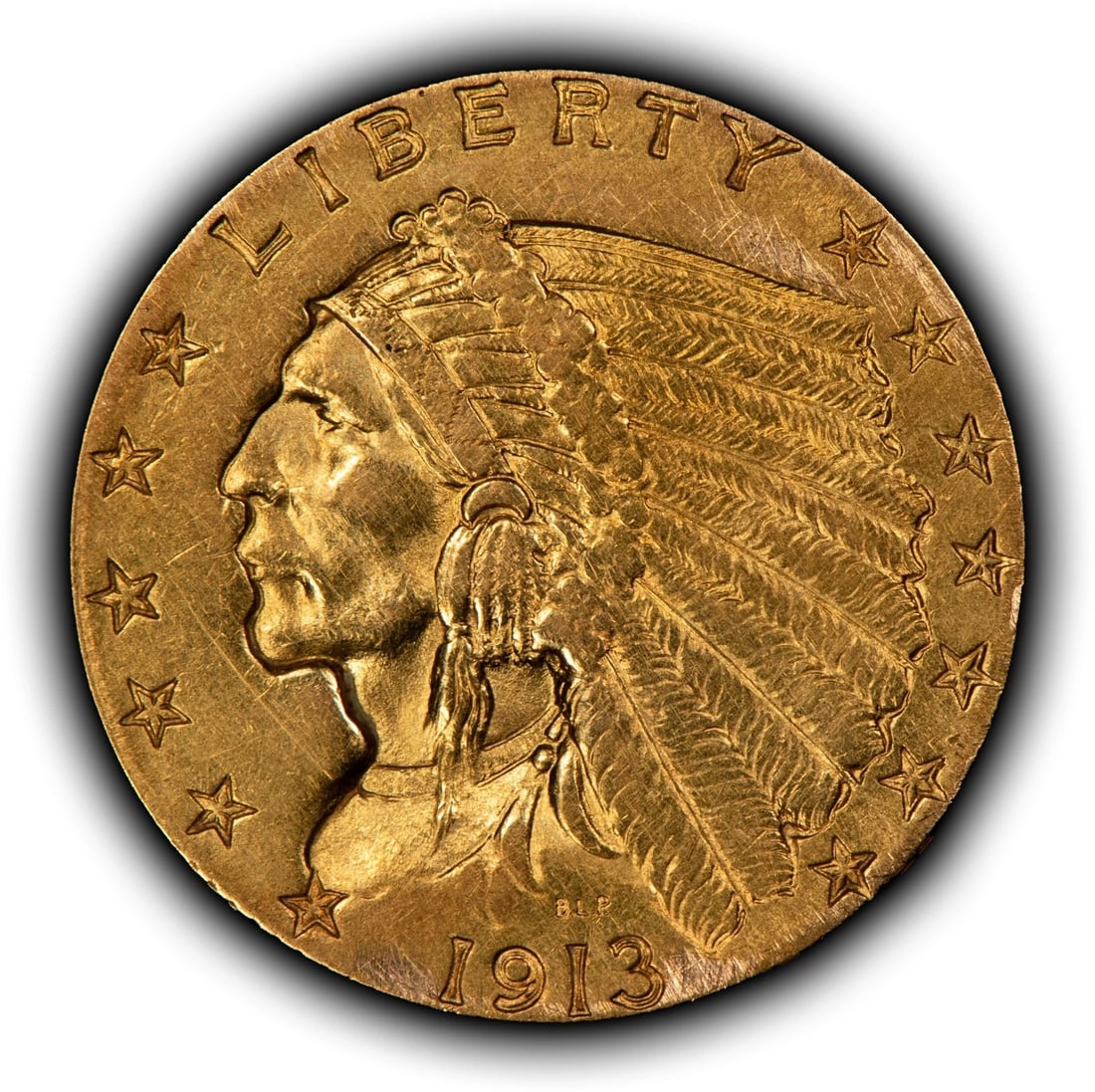 1913 G$2.50 INDIAN HEAD GOLD QUARTER EAGLE: 1913 G$2.50 Indian Head Gold Quarter Eagle Brand/Mint: U.S. Mint Year: 1913 Fineness: 0.9 Country of Origin: United States Accessories: None Accessories Notice: When purchasing pre-owned goods, ple