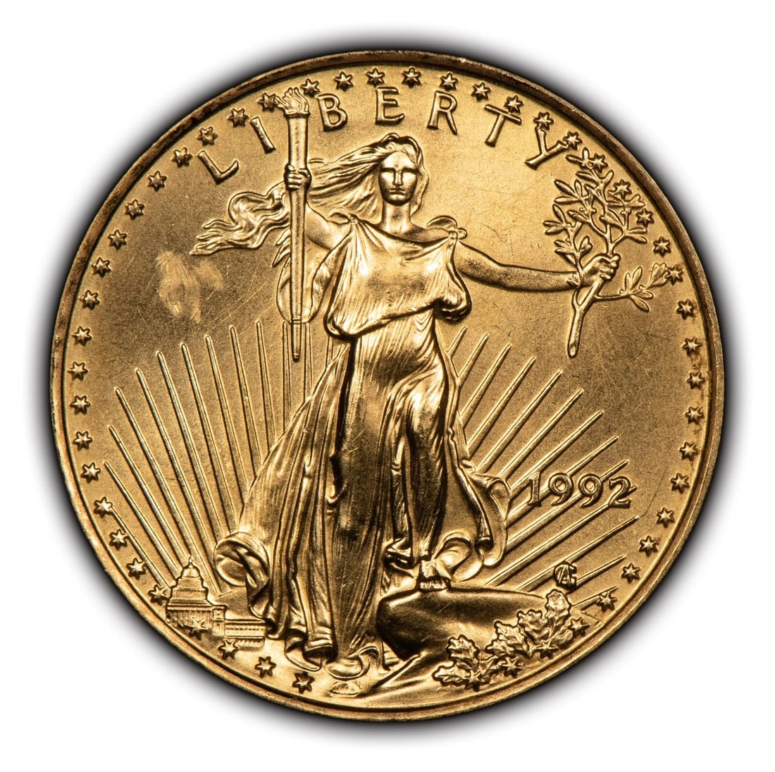1992 G$10 1/4 OZ GOLD AMERICAN EAGLE - LOW MINTAGE KEY DATE: 1992 G$10 1/4 oz Gold American Eagle - Low Mintage Key Date Brand/Mint: U.S. Mint Year: 1992 Fineness: 0.9167 Country of Origin: United States Accessories: None Accessories Notice: When purchasing