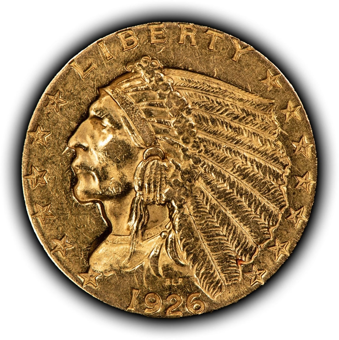 1926 G$2.50 INDIAN HEAD GOLD QUARTER EAGLE: 1926 G$2.50 Indian Head Gold Quarter Eagle Brand/Mint: U.S. Mint Year: 1926 Fineness: 0.9 Country of Origin: United States Accessories: None Accessories Notice: When purchasing pre-owned goods, ple