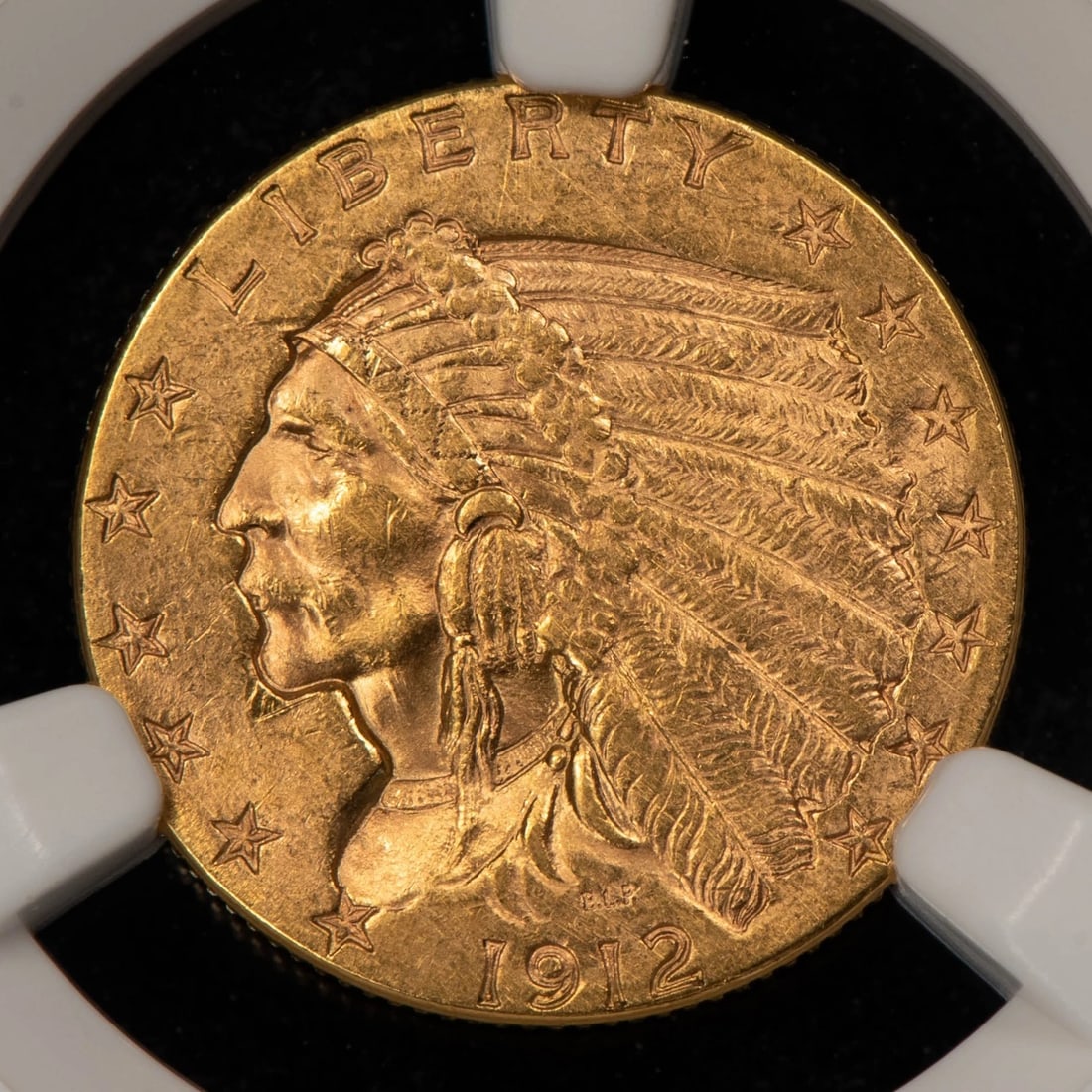 1912 G$2.50 INDIAN HEAD GOLD QUARTER EAGLE: 1912 G$2.50 Indian Head Gold Quarter Eagle Brand/Mint: U.S. Mint Year: 1912 Fineness: 0.9 Country of Origin: United States Accessories: None Accessories Notice: When purchasing pre-owned goods, ple