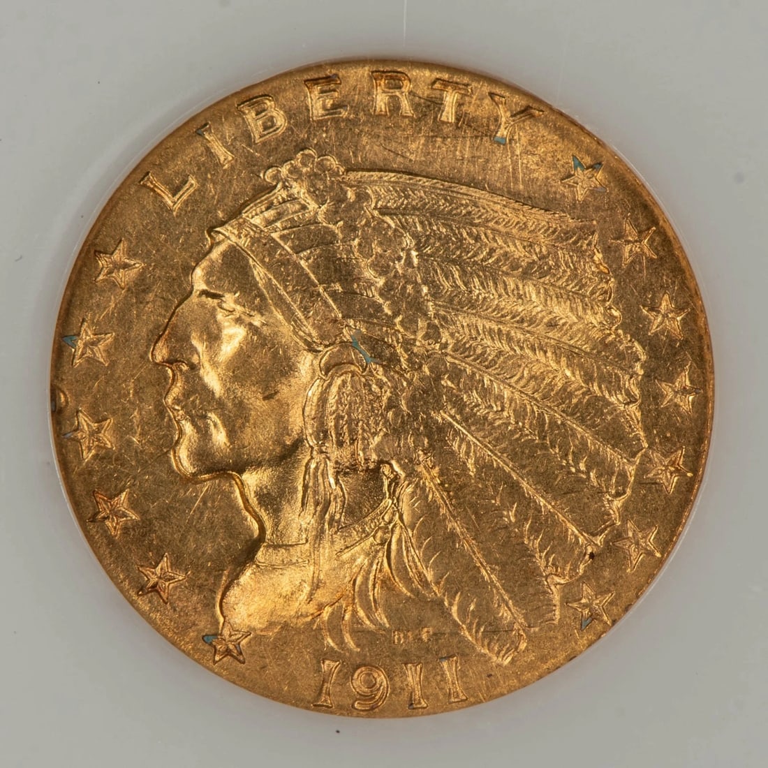 1911 G$2.50 INDIAN HEAD GOLD QUARTER EAGLE: 1911 G$2.50 Indian Head Gold Quarter Eagle Brand/Mint: U.S. Mint Year: 1911 Fineness: 0.9 Country of Origin: United States Accessories: None Accessories Notice: When purchasing pre-owned goods, ple