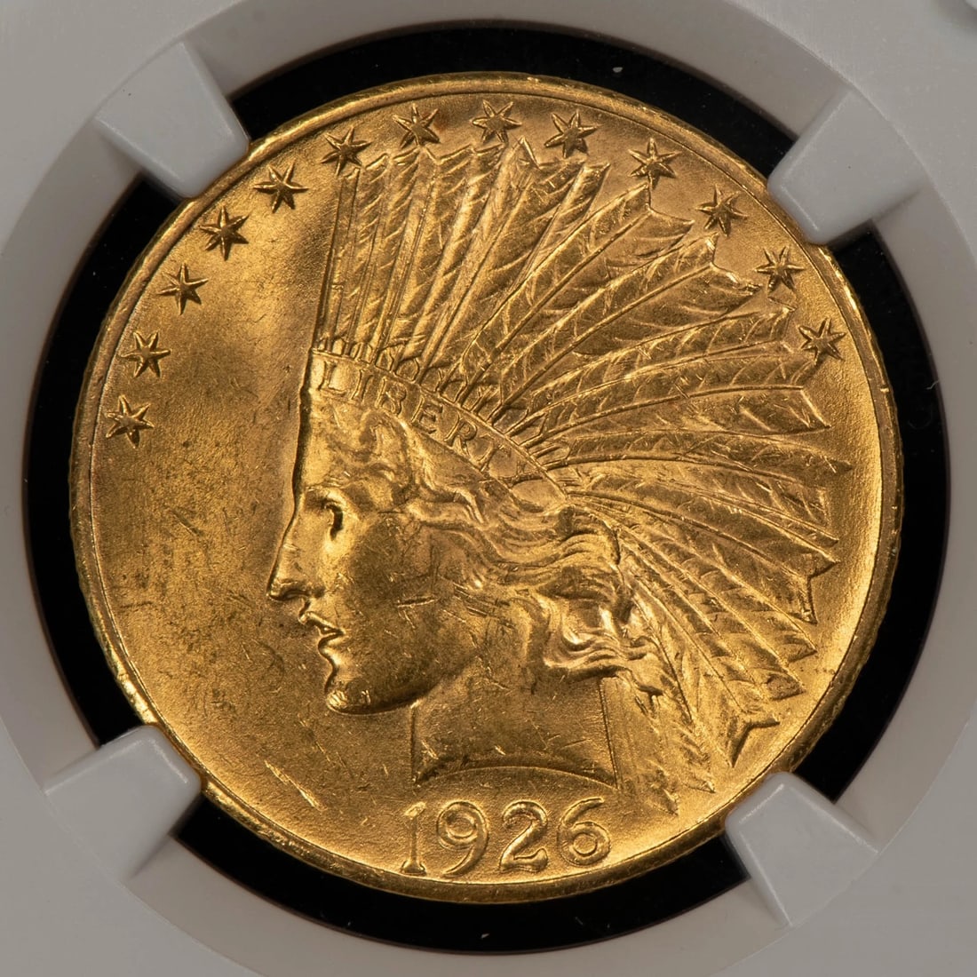 1926 G$10 INDIAN HEAD GOLD EAGLE: 1926 G$10 Indian Head Gold Eagle Brand/Mint: U.S. Mint Year: 1926 Fineness: 0.9 Country of Origin: United States Accessories: None Accessories Notice: When purchasing pre-owned goods, please refer