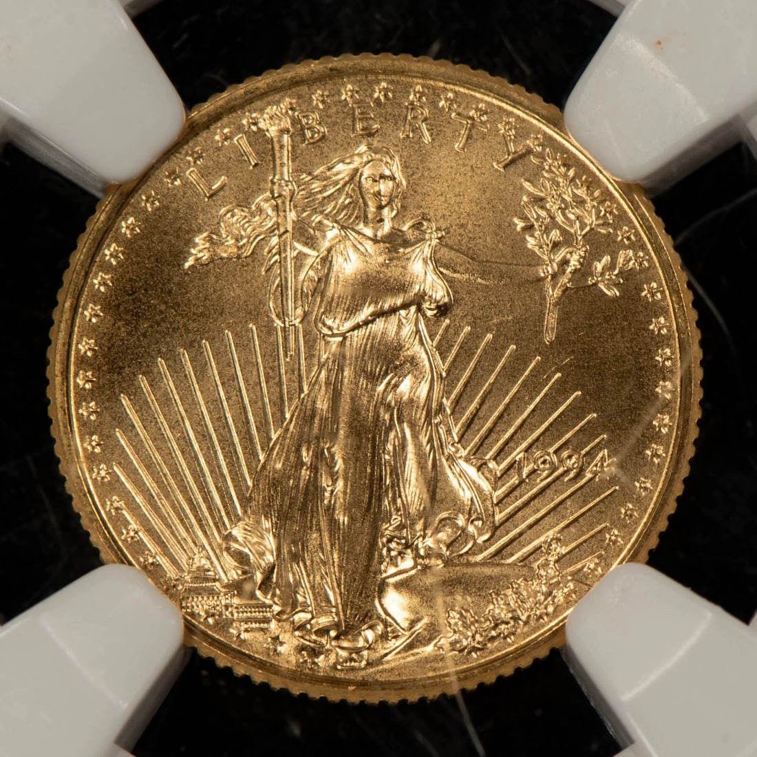 1994 G$5 1/10 OZ GOLD AMERICAN EAGLE: 1994 G$5 1/10 oz Gold American Eagle Brand/Mint: U.S. Mint Year: 1994 Fineness: 0.9167 Country of Origin: United States Accessories: None Accessories Notice: When purchasing pre-owned goods, please