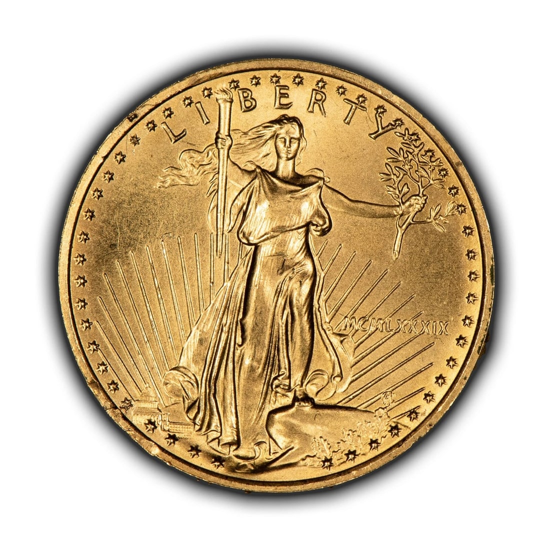 1989 G$10 1/4 OZ GOLD AMERICAN EAGLE: 1989 G$10 1/4 oz Gold American Eagle Brand/Mint: U.S. Mint Year: 1989 Fineness: 0.9167 Country of Origin: United States Accessories: None Accessories Notice: When purchasing pre-owned goods, please