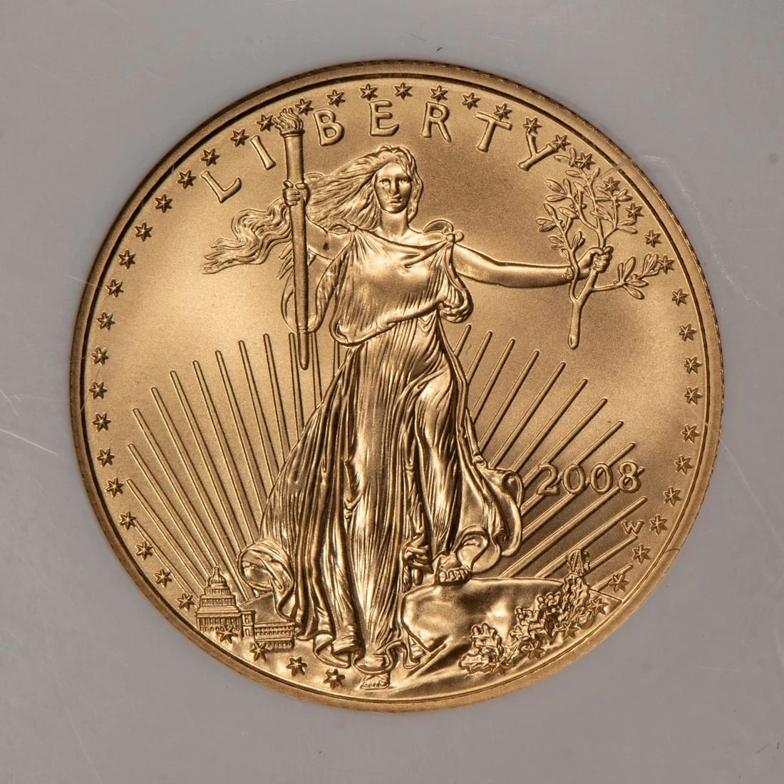 2008-W G$25 1/2 OZ GOLD AMERICAN EAGLE: 2008-W G$25 1/2 oz Gold American Eagle Brand/Mint: U.S. Mint Year: 2008 Fineness: 0.9167 Country of Origin: United States Accessories: None Accessories Notice: When purchasing pre-owned goods, plea