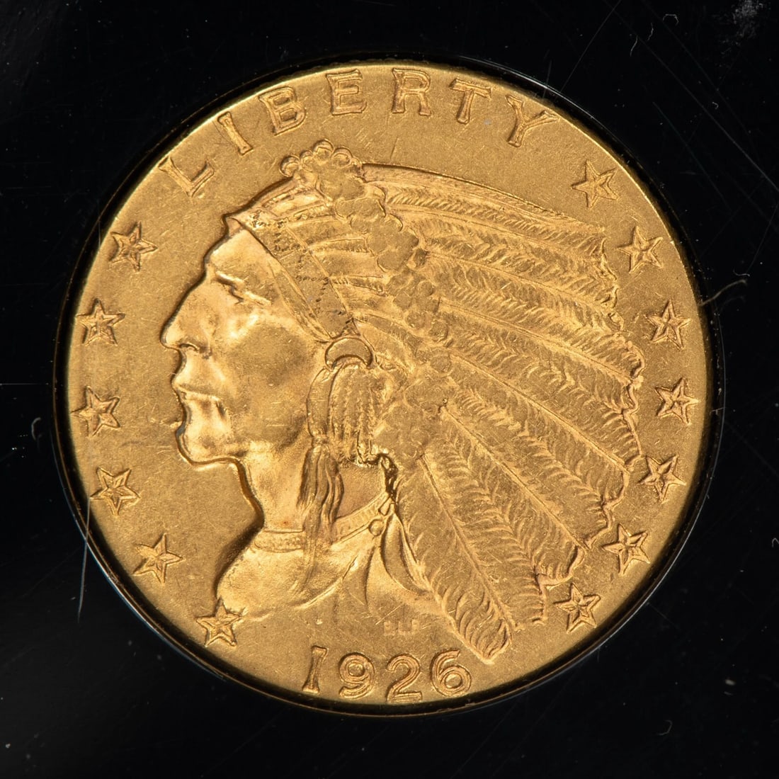 1926 G$2.50 INDIAN HEAD GOLD QUARTER EAGLE: 1926 G$2.50 Indian Head Gold Quarter Eagle Brand/Mint: U.S. Mint Year: 1926 Fineness: 0.9 Country of Origin: United States Accessories: None Accessories Notice: When purchasing pre-owned goods, ple