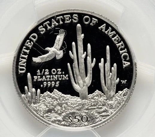 2001-W PROOF PLATINUM EAGLE 1/2 OZ - 2