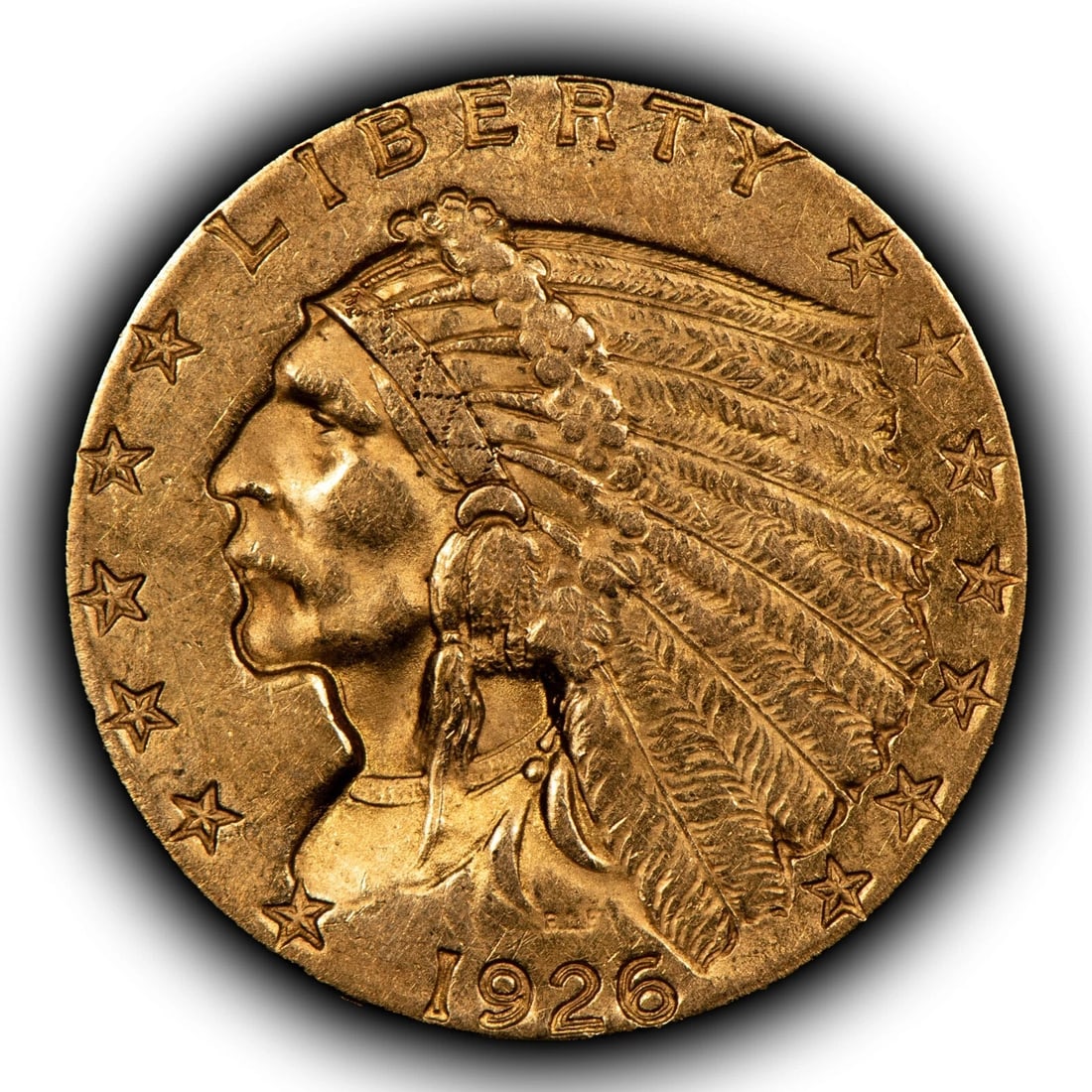 1926 G$2.50 INDIAN HEAD GOLD QUARTER EAGLE: 1926 G$2.50 Indian Head Gold Quarter Eagle Brand/Mint: U.S. Mint Year: 1926 Fineness: 0.9 Country of Origin: United States Accessories: None Accessories Notice: When purchasing pre-owned goods, ple