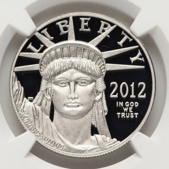 2012-W PROOF PLATINUM EAGLE 1 OZ CELEBRATING 35 YEARS LABEL: 2012-W Proof Platinum Eagle 1 oz Celebrating 35 Years Label Year: 2012 Composition: Platinum Denomination: $100 Country of Origin: United States Accessories: None Accessories Notice: When purchasin