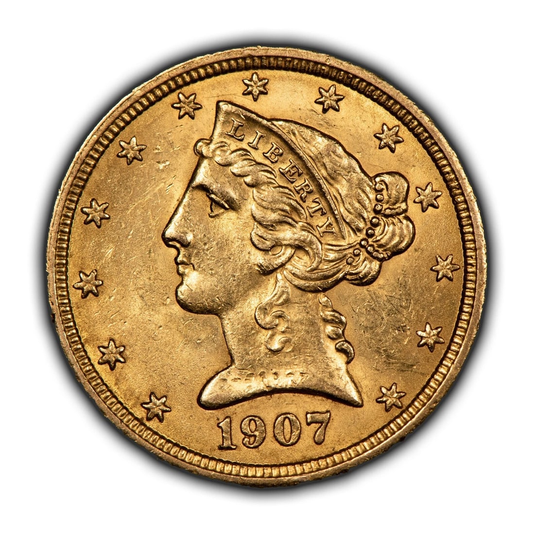 1907 G$5 LIBERTY HEAD GOLD HALF EAGLE (1 of 8)