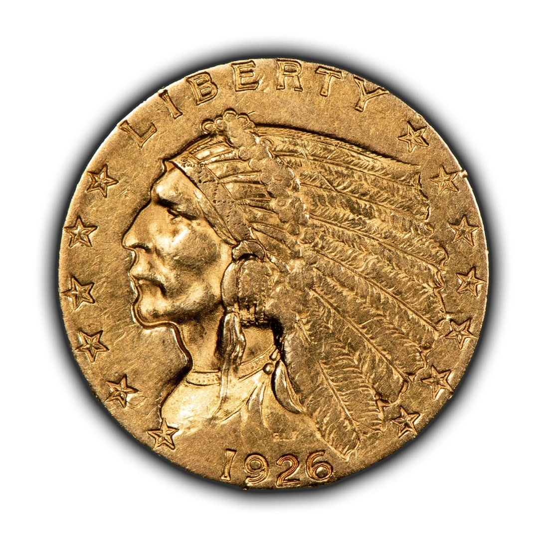 1926 G$2.50 INDIAN HEAD GOLD QUARTER EAGLE: 1926 G$2.50 Indian Head Gold Quarter Eagle Brand/Mint: U.S. Mint Year: 1926 Fineness: 0.9 Country of Origin: United States Accessories: None Accessories Notice: When purchasing pre-owned goods, ple