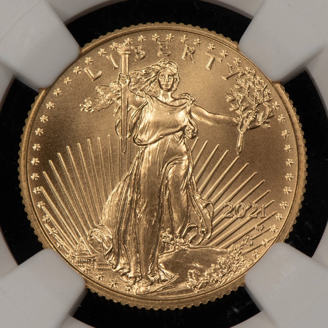 2021-W $10 1/4 OZ GOLD EAGLE TYPE 2 - UNFINISHED PROOF DIE: 2021-W $10 1/4 oz Gold Eagle Type 2 - Unfinished Proof Die Brand/Mint: U.S. Mint Year: 2007 Fineness: 0.9167 Country of Origin: United States Accessories: None Accessories Notice: When purchasing p