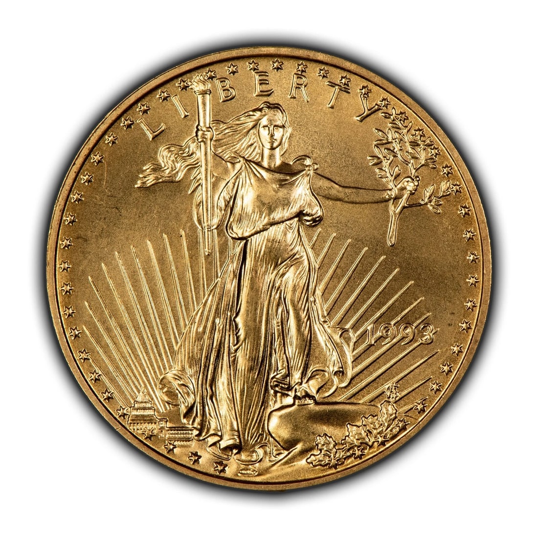 1993 G$25 1/2 OZ GOLD AMERICAN EAGLE: 1993 G$25 1/2 oz Gold American Eagle Brand/Mint: U.S. Mint Year: 1993 Fineness: 0.9167 Country of Origin: United States Accessories: None Accessories Notice: When purchasing pre-owned goods, please