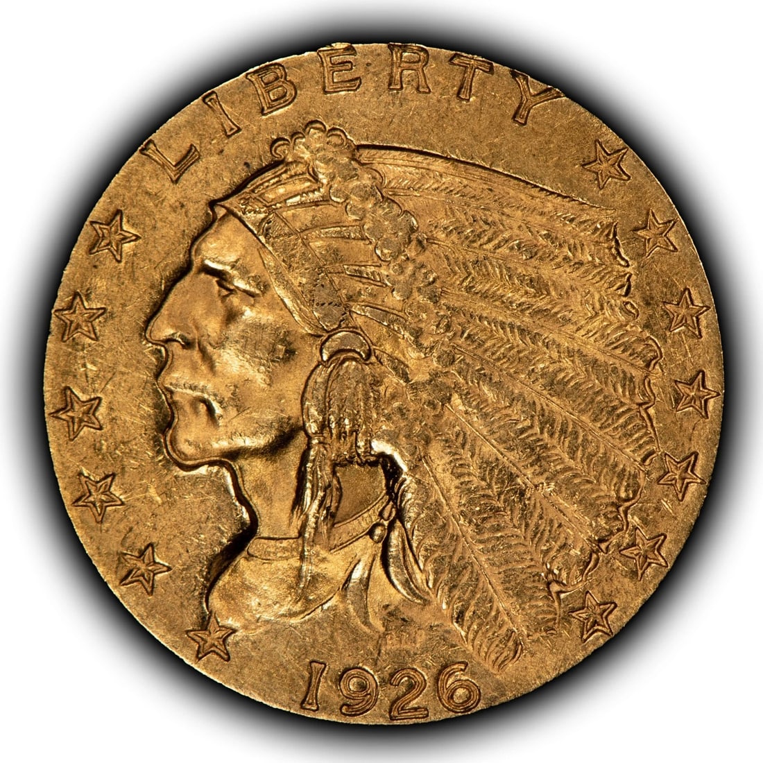 1926 G$2.50 INDIAN HEAD GOLD QUARTER EAGLE: 1926 G$2.50 Indian Head Gold Quarter Eagle Brand/Mint: U.S. Mint Year: 1926 Fineness: 0.9 Country of Origin: United States Accessories: None Accessories Notice: When purchasing pre-owned goods, ple