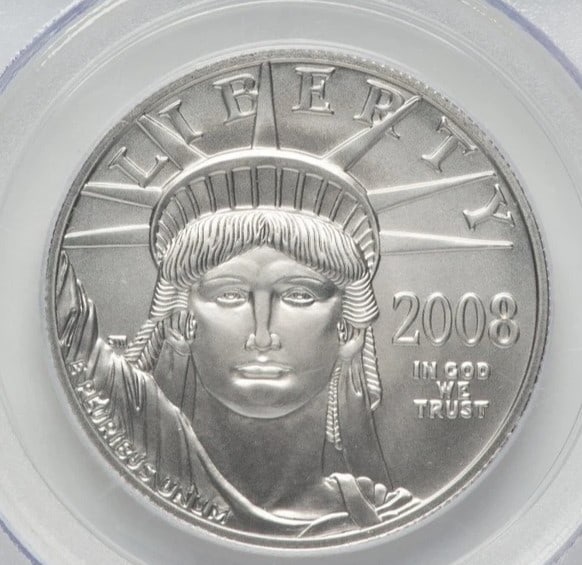 2008-W BURNISHED PLATINUM EAGLE 1 OZ BLUE LABEL (1 of 2)