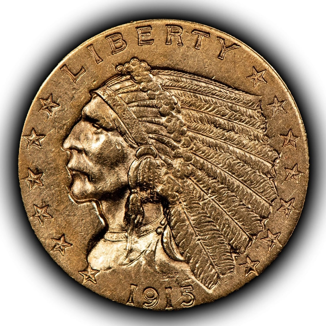 1915 G$2.50 INDIAN HEAD GOLD QUARTER EAGLE - FLASHY COIN: 1915 G$2.50 Indian Head Gold Quarter Eagle - Flashy Coin Brand/Mint: U.S. Mint Year: 1915 Fineness: 0.9 Country of Origin: United States Accessories: None Accessories Notice: When purchasing pre-ow