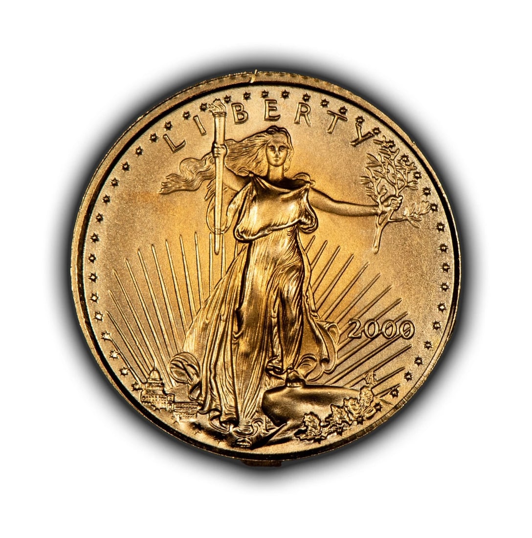 2000 G$5 1/10 OZ GOLD AMERICAN EAGLE - PASTEL TONING: 2000 G$5 1/10 oz Gold American Eagle - Pastel Toning Brand/Mint: U.S. Mint Year: 2000 Fineness: 0.9167 Country of Origin: United States Accessories: None Accessories Notice: When purchasing pre-own