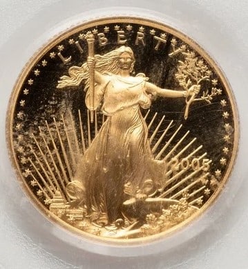 2005-W PROOF GOLD EAGLE 1/4 OZ BLUE LABEL (1 of 2)