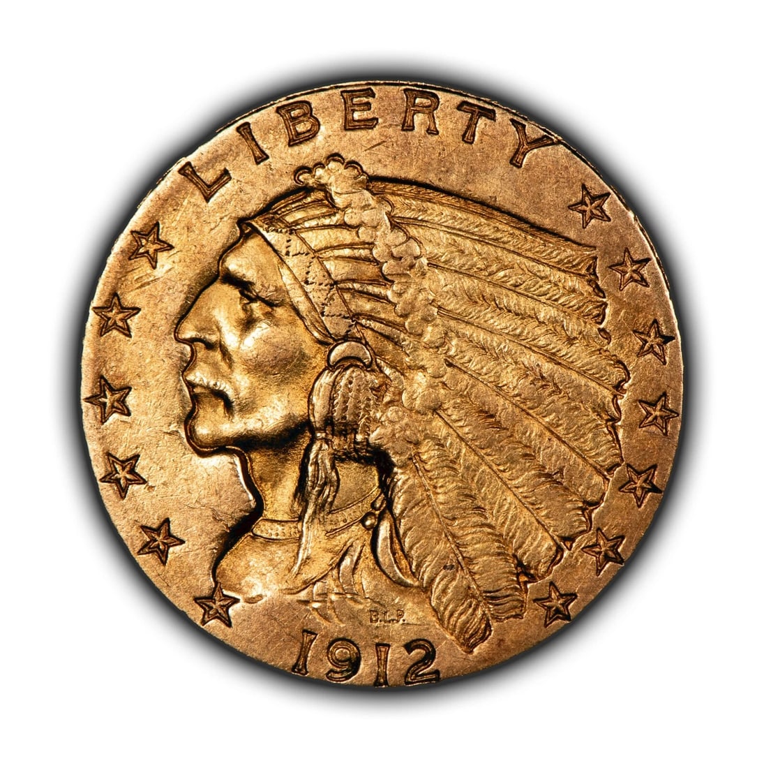1912 G$2.50 INDIAN HEAD GOLD QUARTER EAGLE: 1912 G$2.50 Indian Head Gold Quarter Eagle Brand/Mint: U.S. Mint Year: 1912 Fineness: 0.9 Country of Origin: United States Accessories: None Accessories Notice: When purchasing pre-owned goods, ple