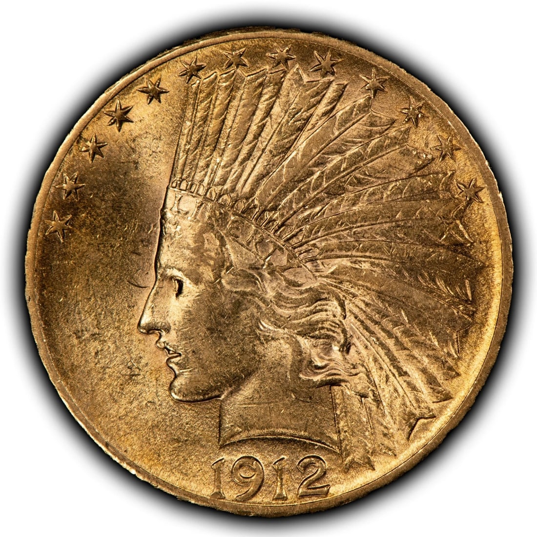 1912 G$10 INDIAN HEAD GOLD EAGLE -: 1912 G$10 Indian Head Gold Eagle - Brand/Mint: U.S. Mint Year: 1912 Fineness: 0.9 Country of Origin: United States Accessories: None Accessories Notice: When purchasing pre-owned goods, please refe