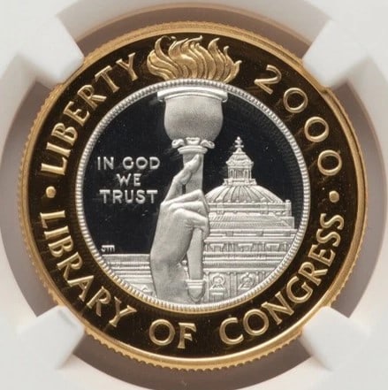 2000-W $10 LIBRARY OF CONGRESS BI-METALLIC GOLD: 2000-W $10 Library of Congress Bi-Metallic Gold Year: 2000 Composition: None Denomination: $10 Country of Origin: United States Accessories: None Accessories Notice: When purchasing pre-owned goods