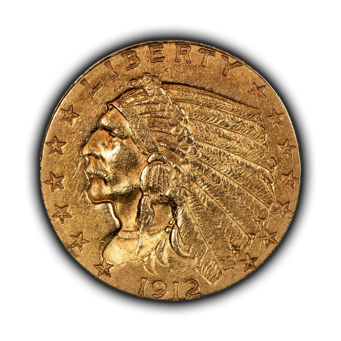 1912 G$2.50 INDIAN HEAD GOLD QUARTER EAGLE: 1912 G$2.50 Indian Head Gold Quarter Eagle Brand/Mint: U.S. Mint Year: 1912 Fineness: 0.9 Country of Origin: United States Accessories: None Accessories Notice: When purchasing pre-owned goods, ple