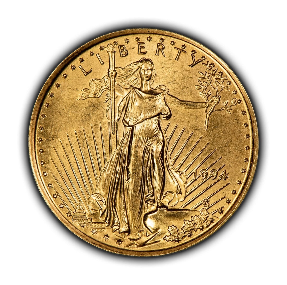 1994 G$10 1/4 OZ GOLD AMERICAN EAGLE: 1994 G$10 1/4 oz Gold American Eagle Brand/Mint: U.S. Mint Year: 1994 Fineness: 0.9167 Country of Origin: United States Accessories: None Accessories Notice: When purchasing pre-owned goods, please