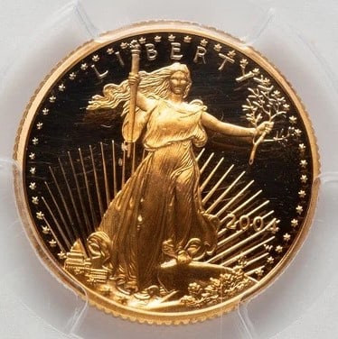 2004-W PROOF GOLD EAGLE 1/4 OZ BLUE LABEL (1 of 2)