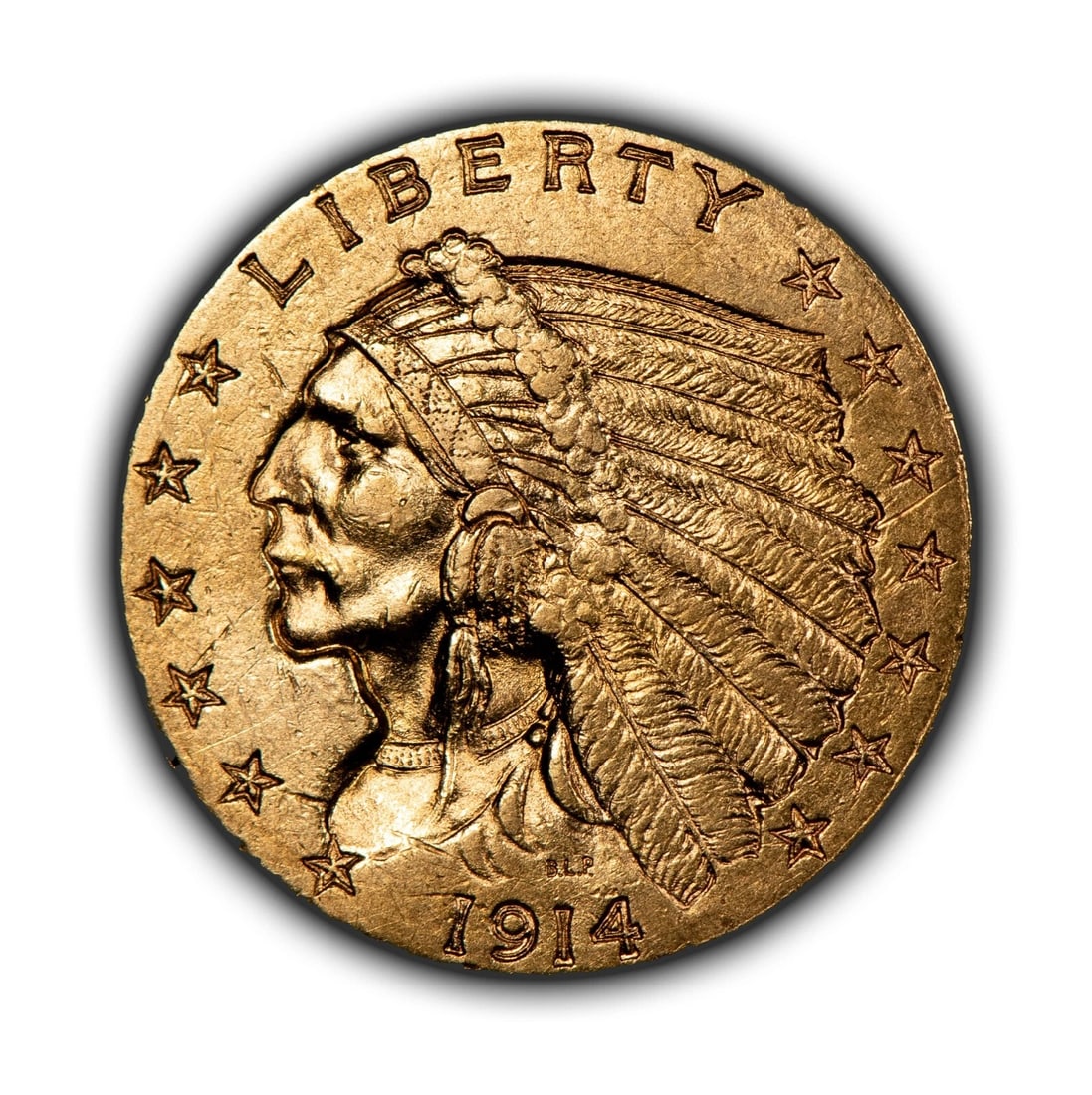 1914-D G$2.50 INDIAN HEAD GOLD QUARTER EAGLE: 1914-D G$2.50 Indian Head Gold Quarter Eagle Brand/Mint: U.S. Mint Year: 1914 Fineness: 0.9 Country of Origin: United States Accessories: None Accessories Notice: When purchasing pre-owned goods, p