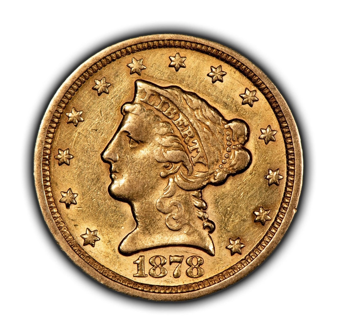 1878 G$2.50 LIBERTY HEAD GOLD QUARTER EAGLE: 1878 G$2.50 Liberty Head Gold Quarter Eagle Brand/Mint: U.S. Mint Year: 1878 Fineness: 0.9 Country of Origin: United States Accessories: None Accessories Notice: When purchasing pre-owned goods, pl