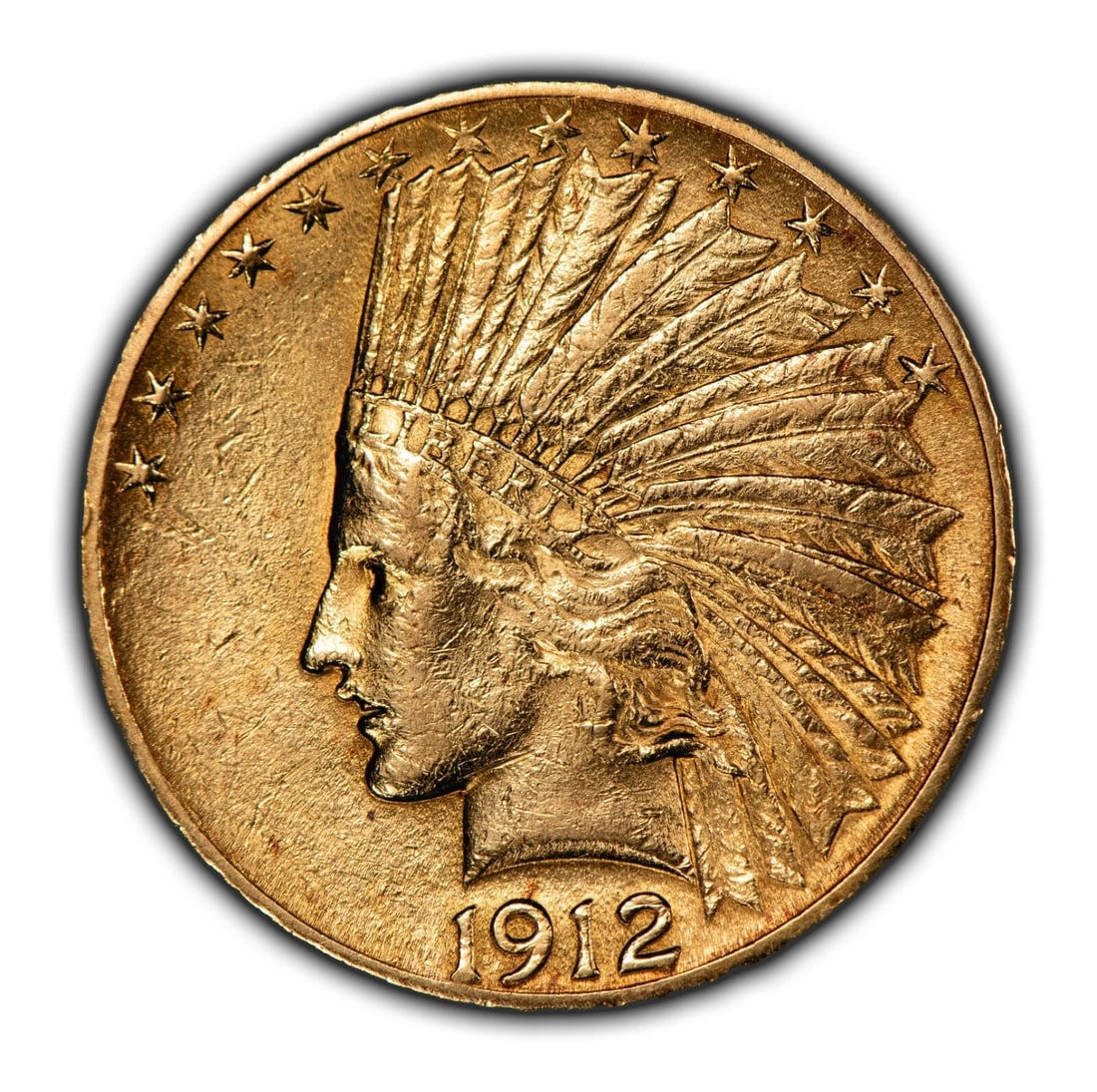 1912 G$10 INDIAN HEAD GOLD EAGLE: 1912 G$10 Indian Head Gold Eagle Brand/Mint: U.S. Mint Year: 1912 Fineness: 0.9 Country of Origin: United States Accessories: None Accessories Notice: When purchasing pre-owned goods, please refer
