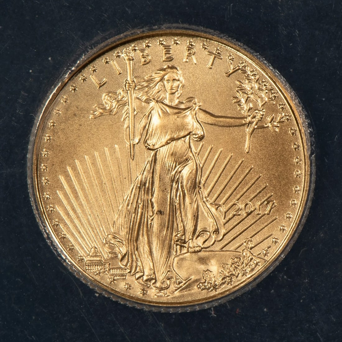 2017 G$5 1/10 OZ GOLD AMERICAN EAGLE: 2017 G$5 1/10 oz Gold American Eagle Brand/Mint: U.S. Mint Year: 2017 Fineness: 0.9167 Country of Origin: United States Accessories: None Accessories Notice: When purchasing pre-owned goods, please