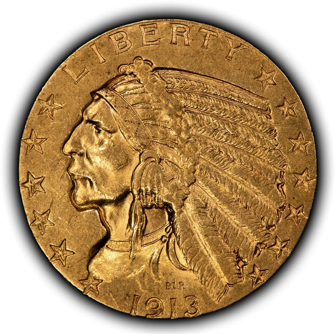 1913 G$5 INDIAN HEAD GOLD HALF EAGLE LUSTER: 1913 G$5 Indian Head Gold Half Eagle Luster Brand/Mint: U.S. Mint Year: 1913 Fineness: 0.9 Country of Origin: United States Accessories: None Accessories Notice: When purchasing pre-owned goods, pl