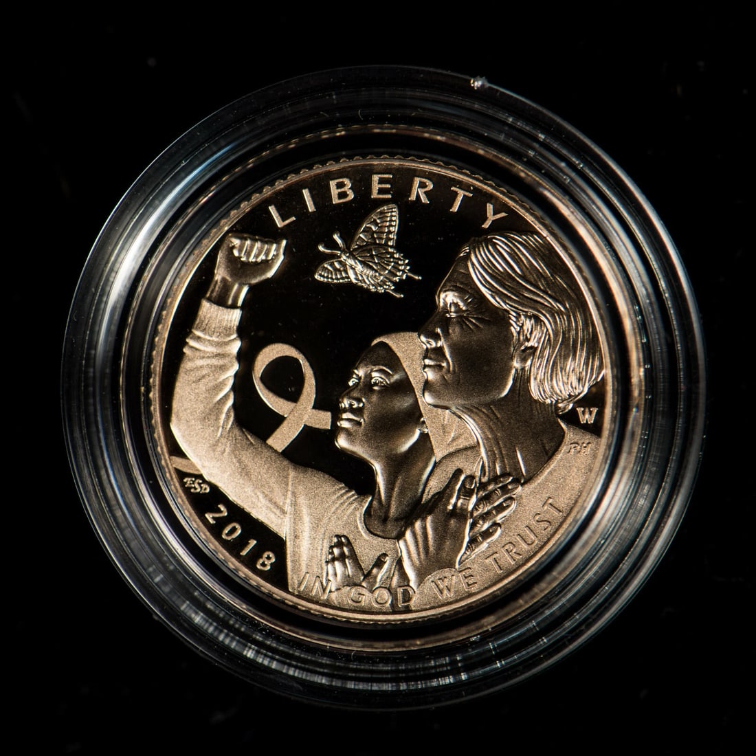 2018-W $5 BREAST CANCER AWARENESS COMMEMORATIVE GOLD PROOF COIN: 2018-W $5 Breast Cancer Awareness Commemorative Gold Proof Coin Brand/Mint: U.S. Mint Year: 2018 Fineness: 0.9 Country of Origin: United States Accessories: None Accessories Notice: When purchasing