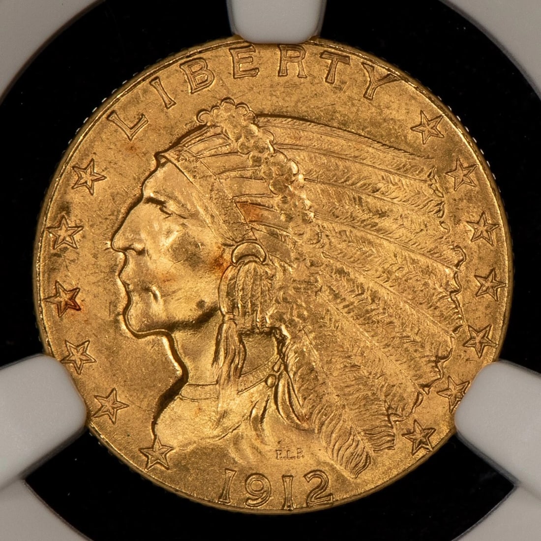 1912 G$2.50 INDIAN GOLD QUARTER EAGLE: 1912 G$2.50 Indian Gold Quarter Eagle Brand/Mint: U.S. Mint Year: 1912 Fineness: 0.9 Country of Origin: United States Accessories: None Accessories Notice: When purchasing pre-owned goods, please r