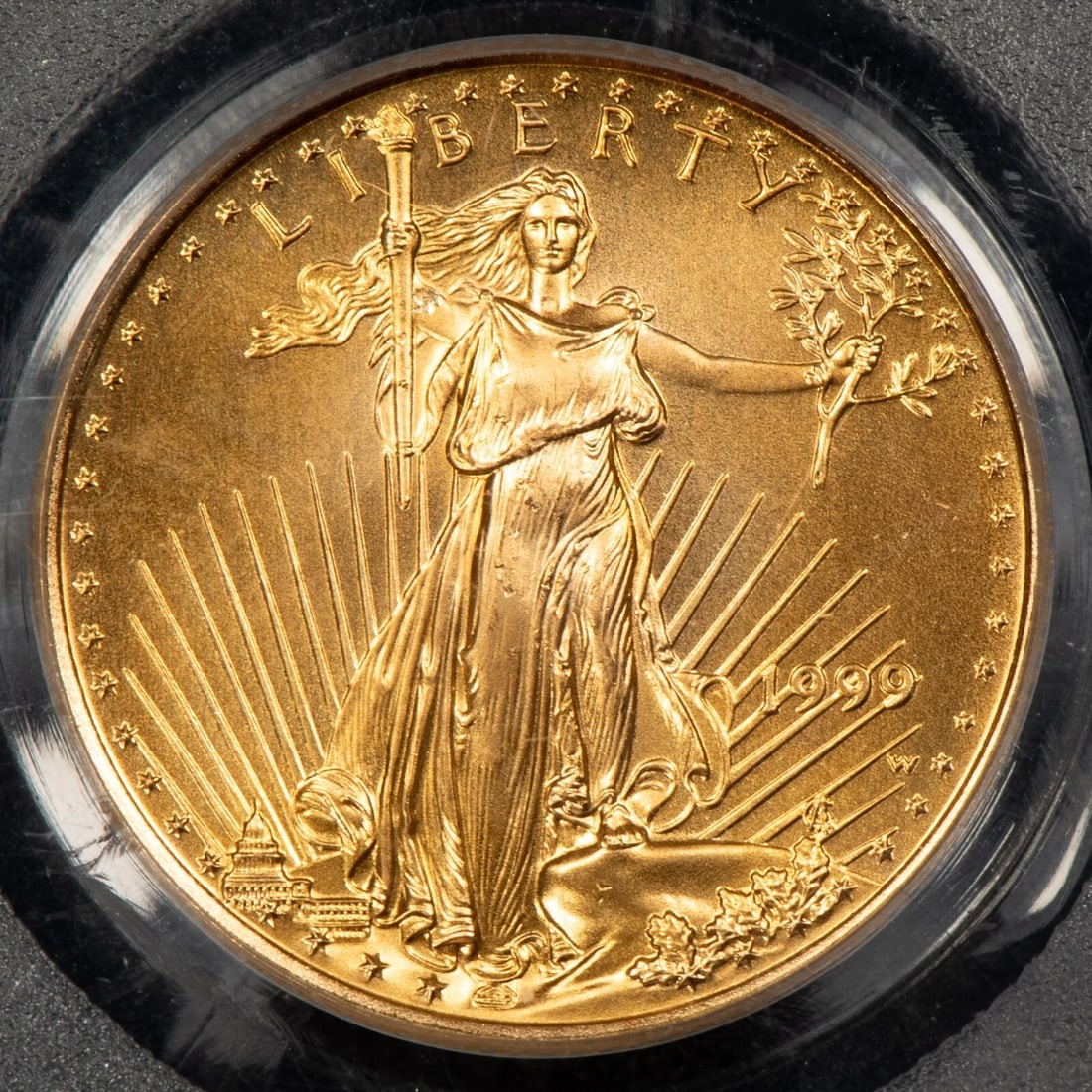 1999-W $10 1/4 OZ GOLD AMERICAN EAGLE: 1999-W $10 1/4 oz Gold American Eagle Brand/Mint: U.S. Mint Year: 1999 Fineness: 0.9167 Country of Origin: United States Accessories: None Accessories Notice: When purchasing pre-owned goods, pleas